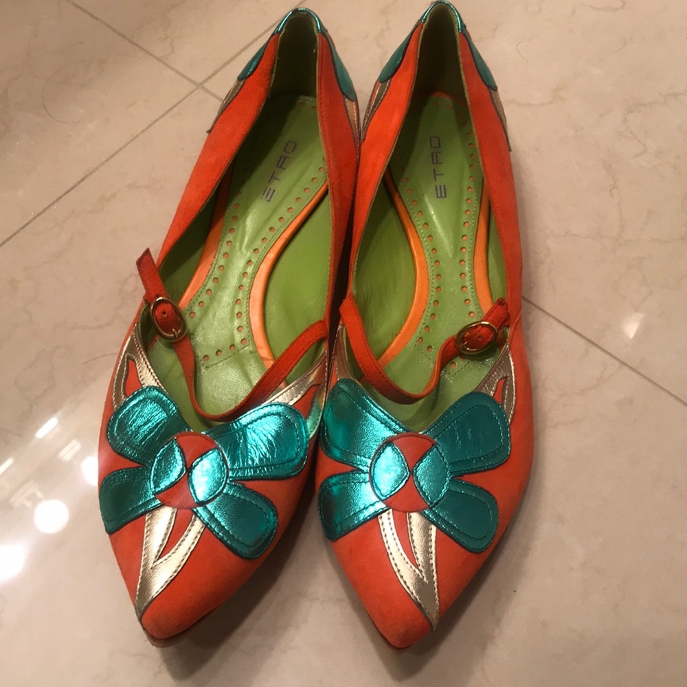 Never worn suede and leather Etro  flats